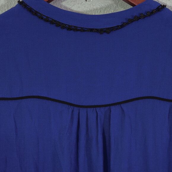 Maeve Anthropologie Women’s Dress Parisian Dark Academia Tie Neck Indigo Blue S - Picture 7 of 8